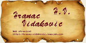 Hranac Vidaković vizit kartica